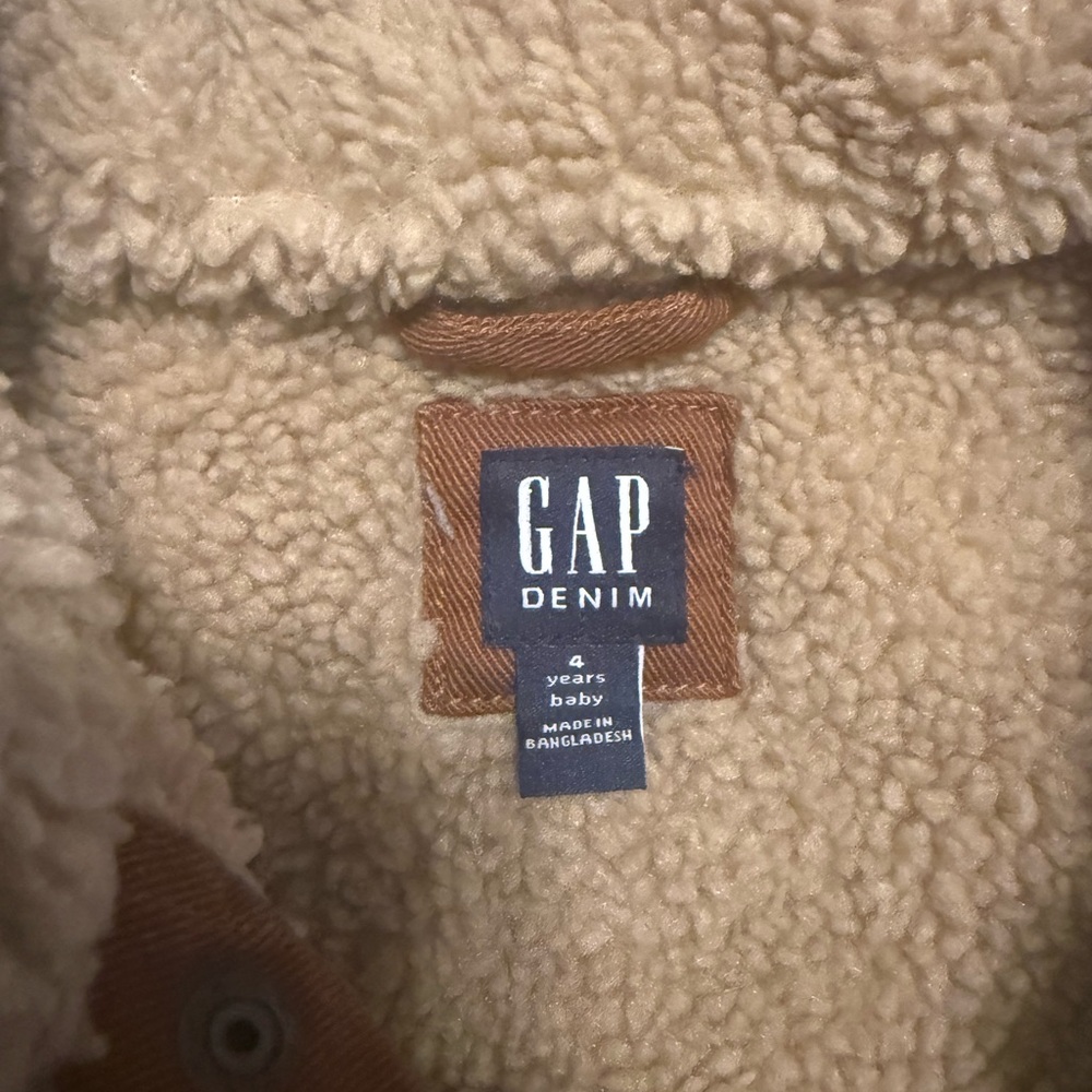 GAP Kids Tan Sherpa Lined Denim Jacket